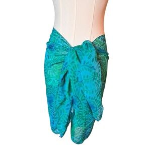 Pipel Tropical Blue and Green Floral Sarong Wrap Pareo